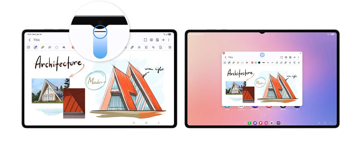 Comparaison officielle entre une interface tablette et une fenêtre Samsung DeX