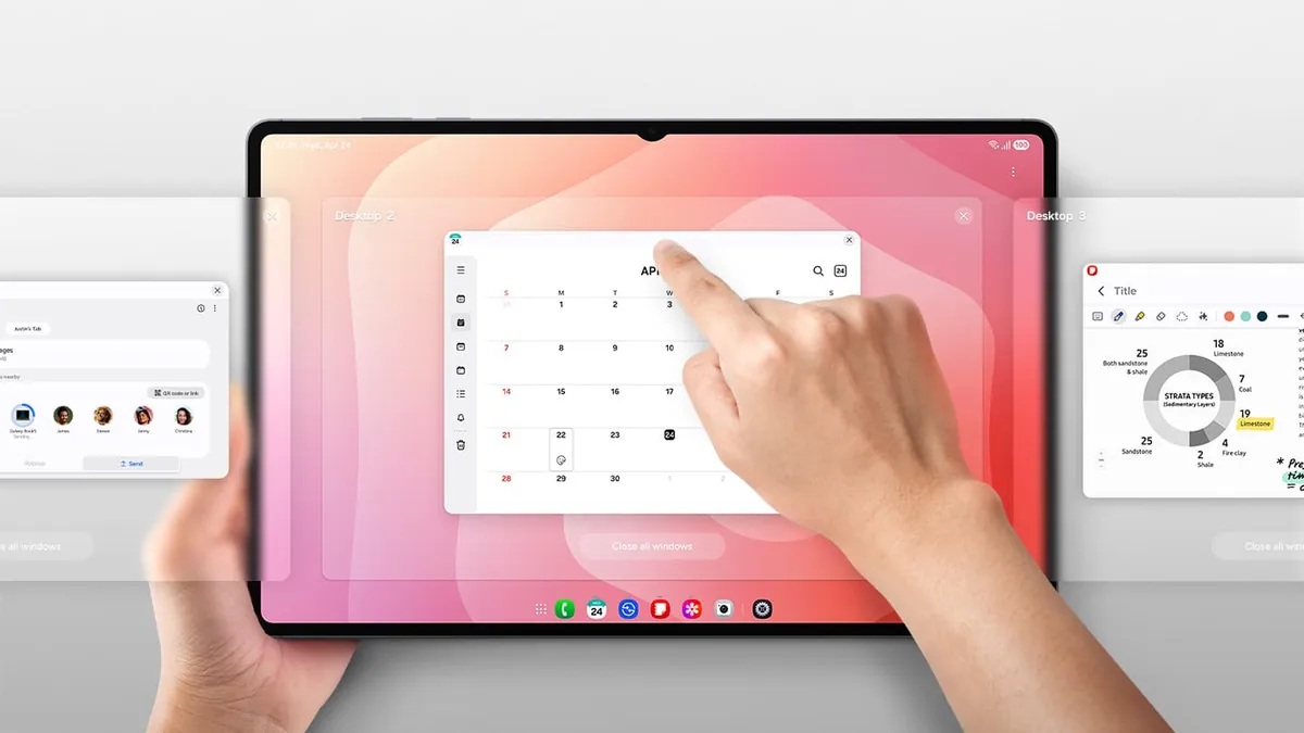 Modalità desktop Samsung DeX attuale su un grande schermo